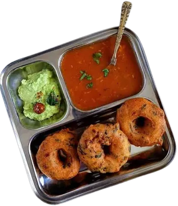 Medu vada with sambar and chutney